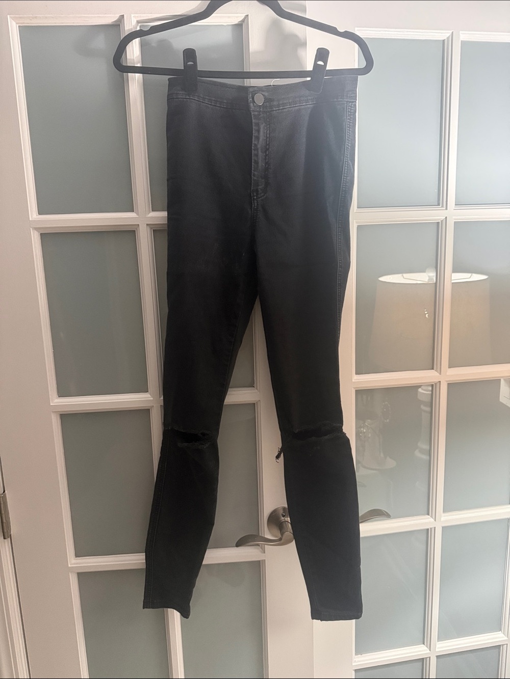 Black Skinny High Waist Ripped Knee Jeans